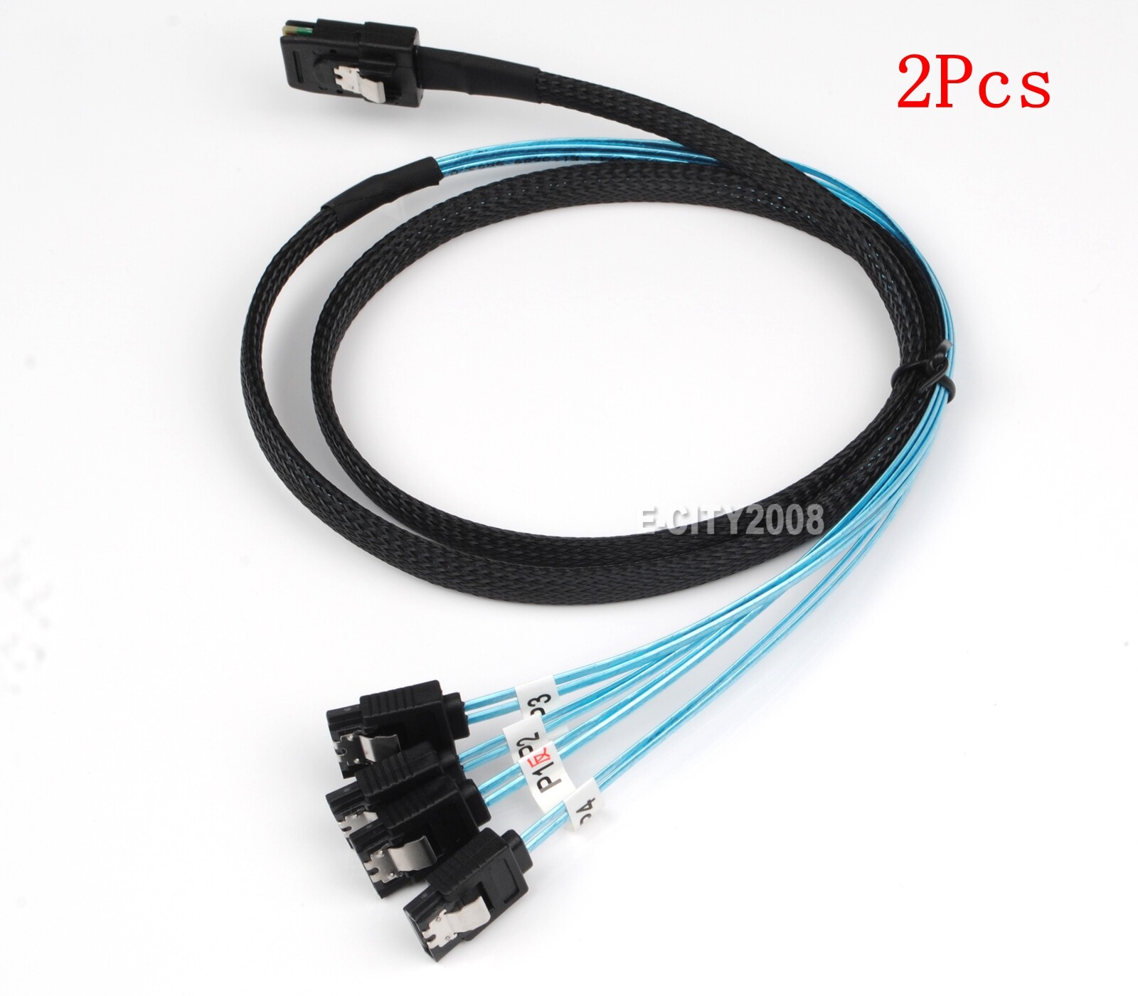 2Pcs Reverse Breakout Crossover SAS SFF-8087 to 4x SATA 1M SAS Cable