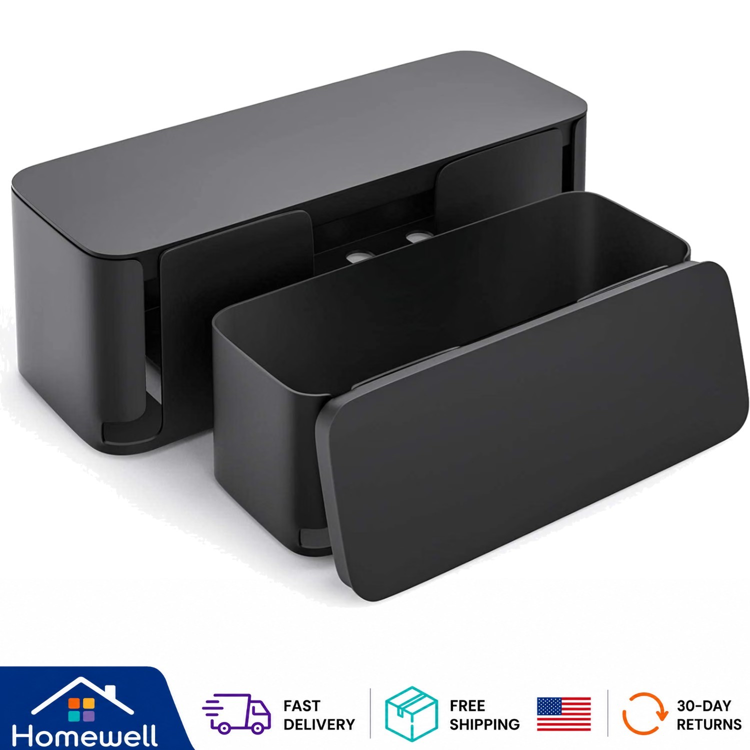 2 Pack Pet-Friendly Cable Management Box - Dustproof & Child-Proof Organizer