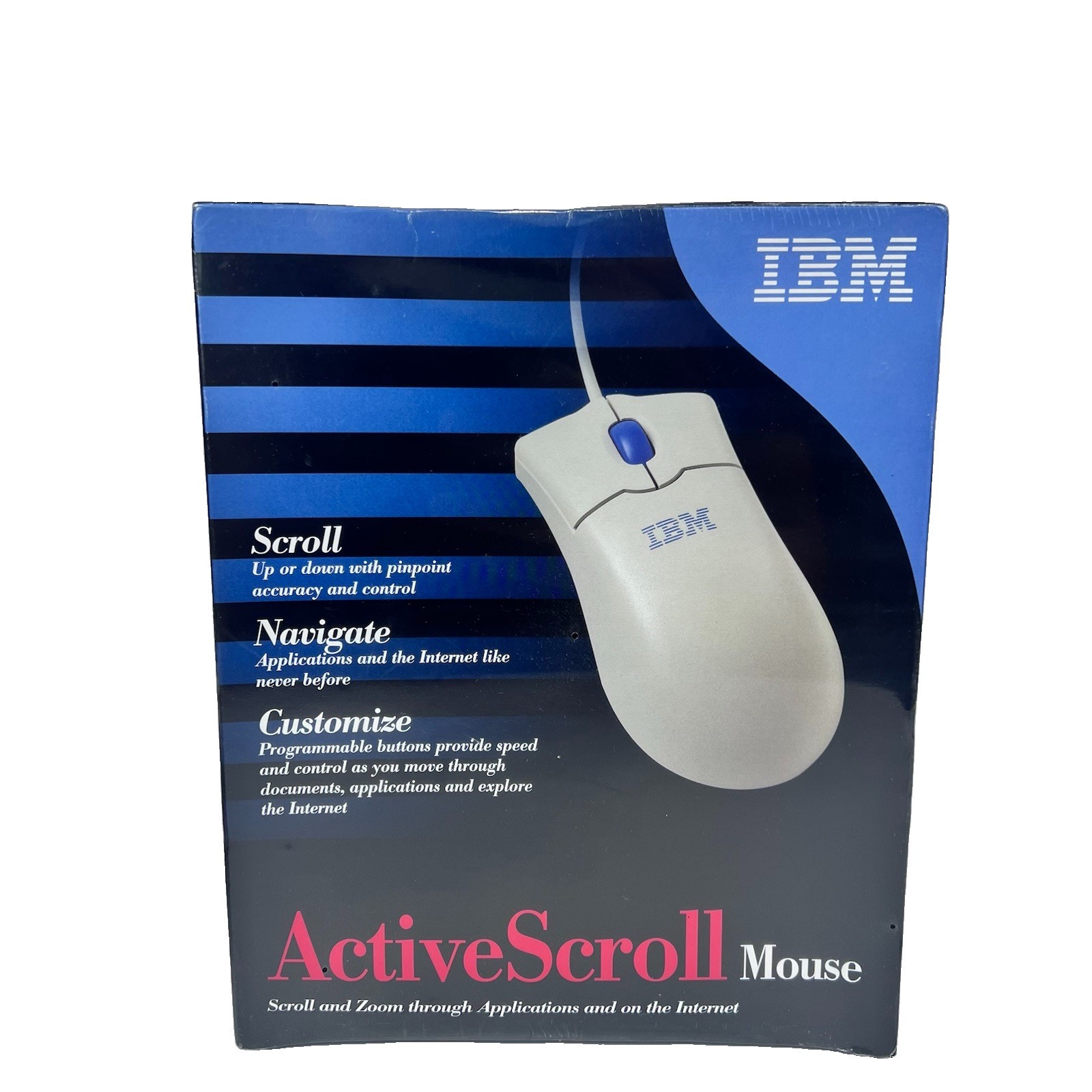 Vintage IBM Active Scroll PS/2 Computer Mouse - White 09N5514 New Sealed NOS