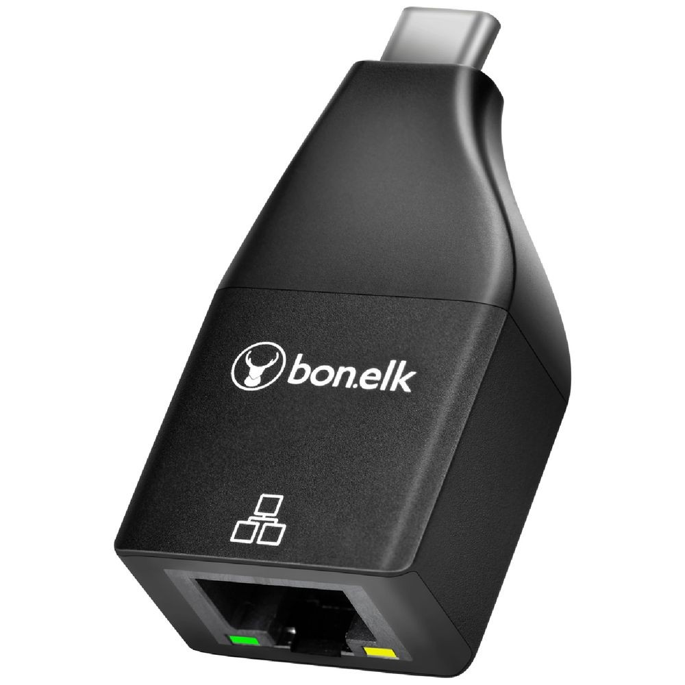 Bonelk Compact USB-C to RJ45 Gigabit Ethernet Adapter - Black
