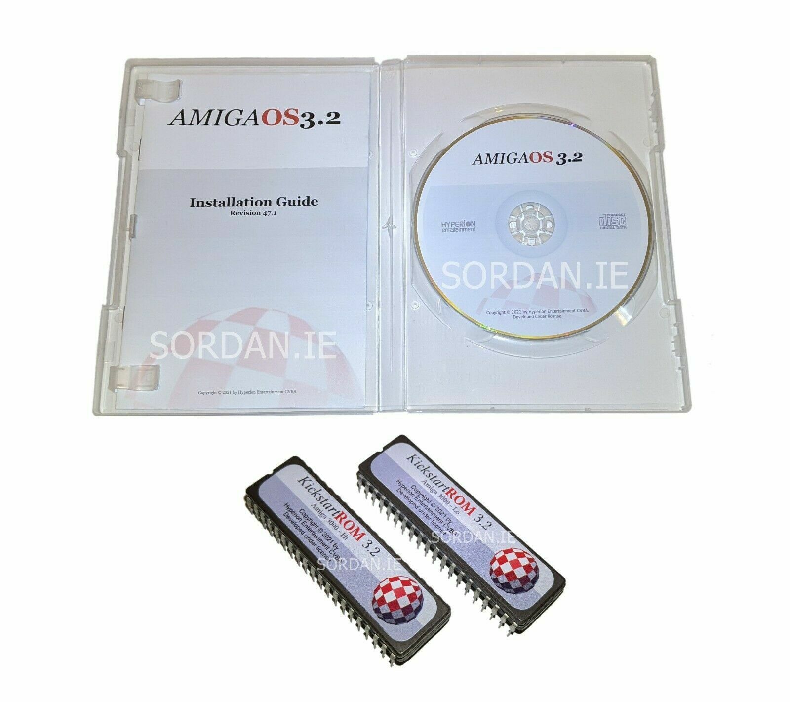 New Amiga Workbench OS 3.2 CD + Kickstart ROM 3.2.2 for Amiga 3000 D T 1053