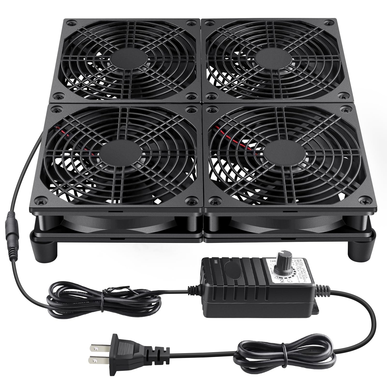 Wathai 120mm x 4 Router TV Box Fan 110v - 240v Big Airflow with Speed Control...
