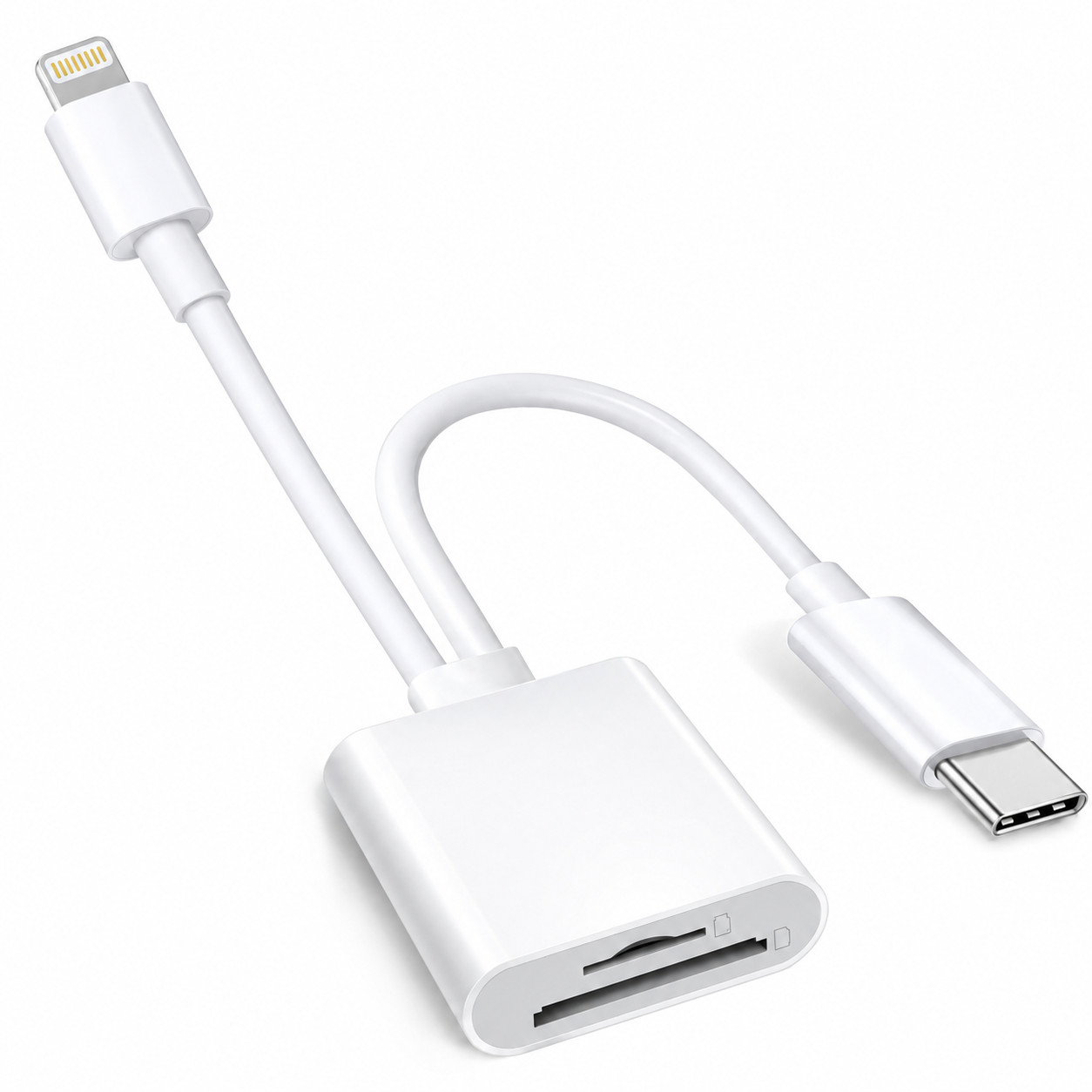 2 in 1 SD Micro SD Card Reader Lightning & USB-C Dual Connector Adapter