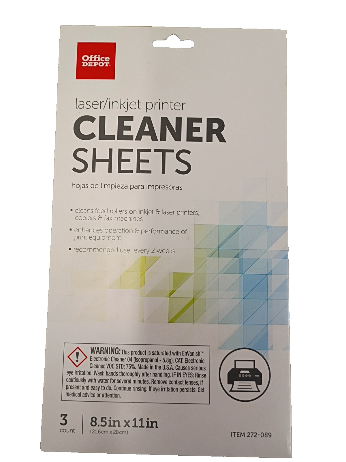 Office Depot Brand Brand Laser/Inkjet Printer Cleaner Sheets 272-089