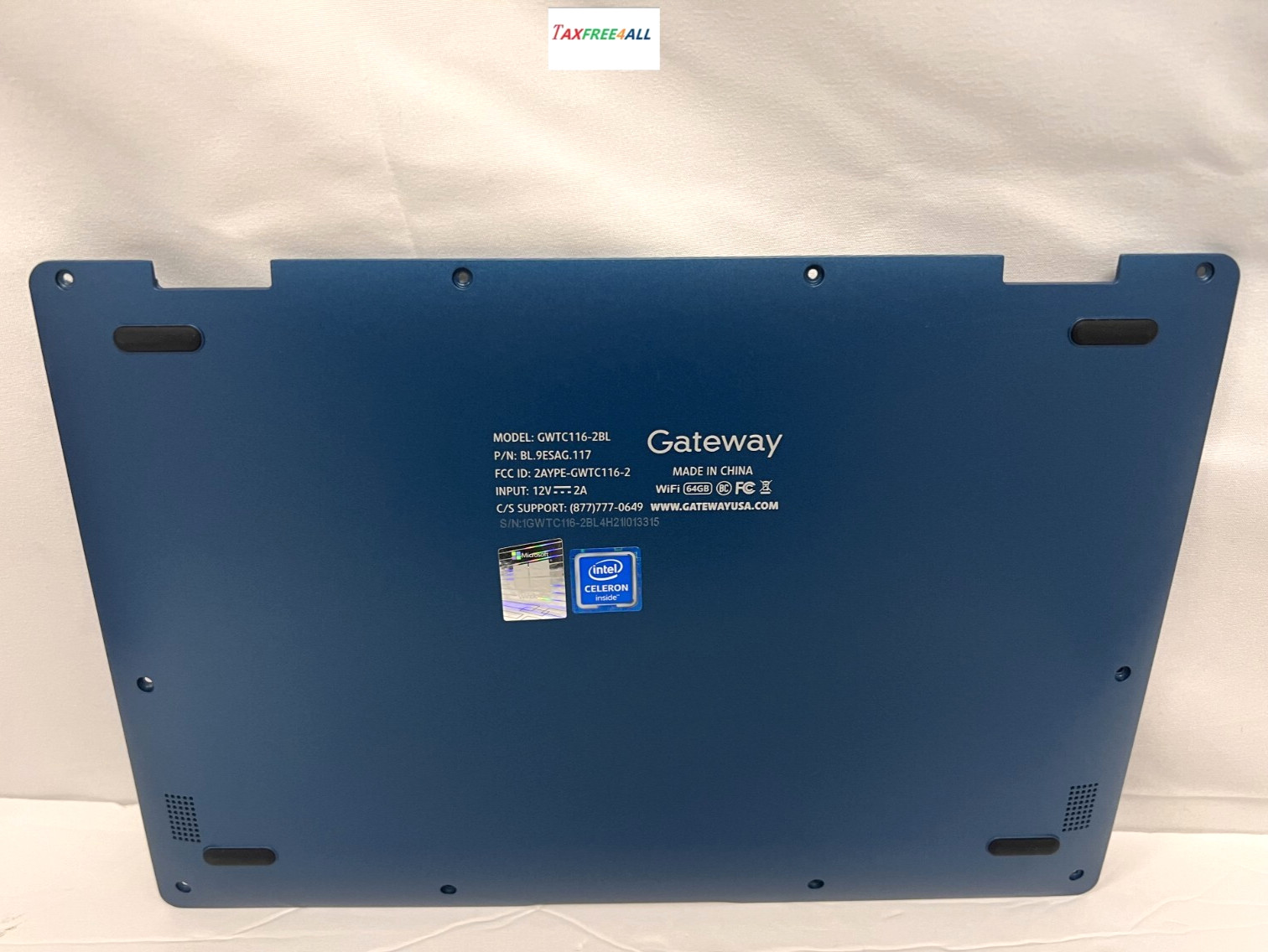 *GENUINE* Gateway 11.6" Notebook Laptop GWTC116-2BL Bottom Case Cover, Blue