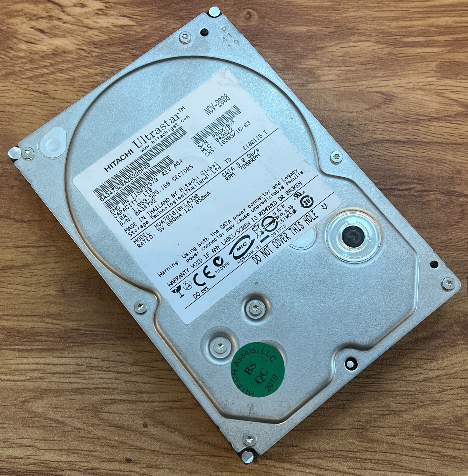 Hitachi Ultrastar 1TB 3.5" 7200RPM SATA Hard Drive HUA721010KLA330 0A34792