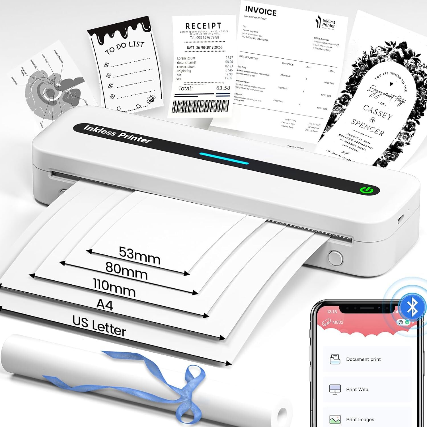 Phomemo M832 Portable Printer [Upgrade] Portable Printer Wireless for Travel LOT