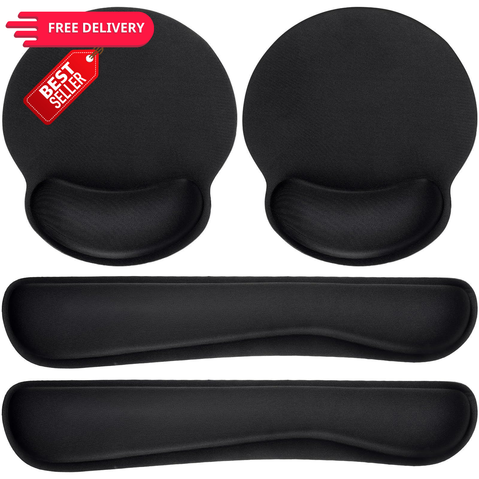 Yunsailing 8 Pcs Ergonomic Mouse Pad and Keyboard with Wrist Medium, Black