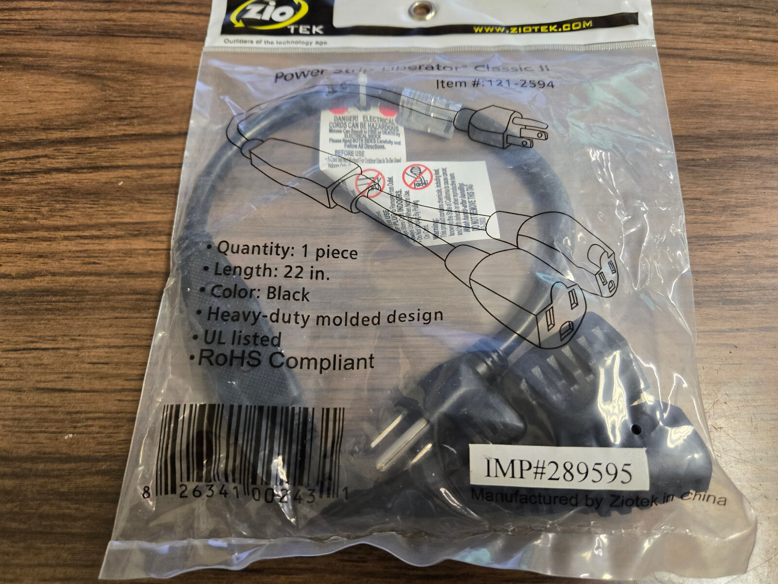 Zio Tek Power Strip Liberator Classic II 22in, 2 outlet - New Old Stock