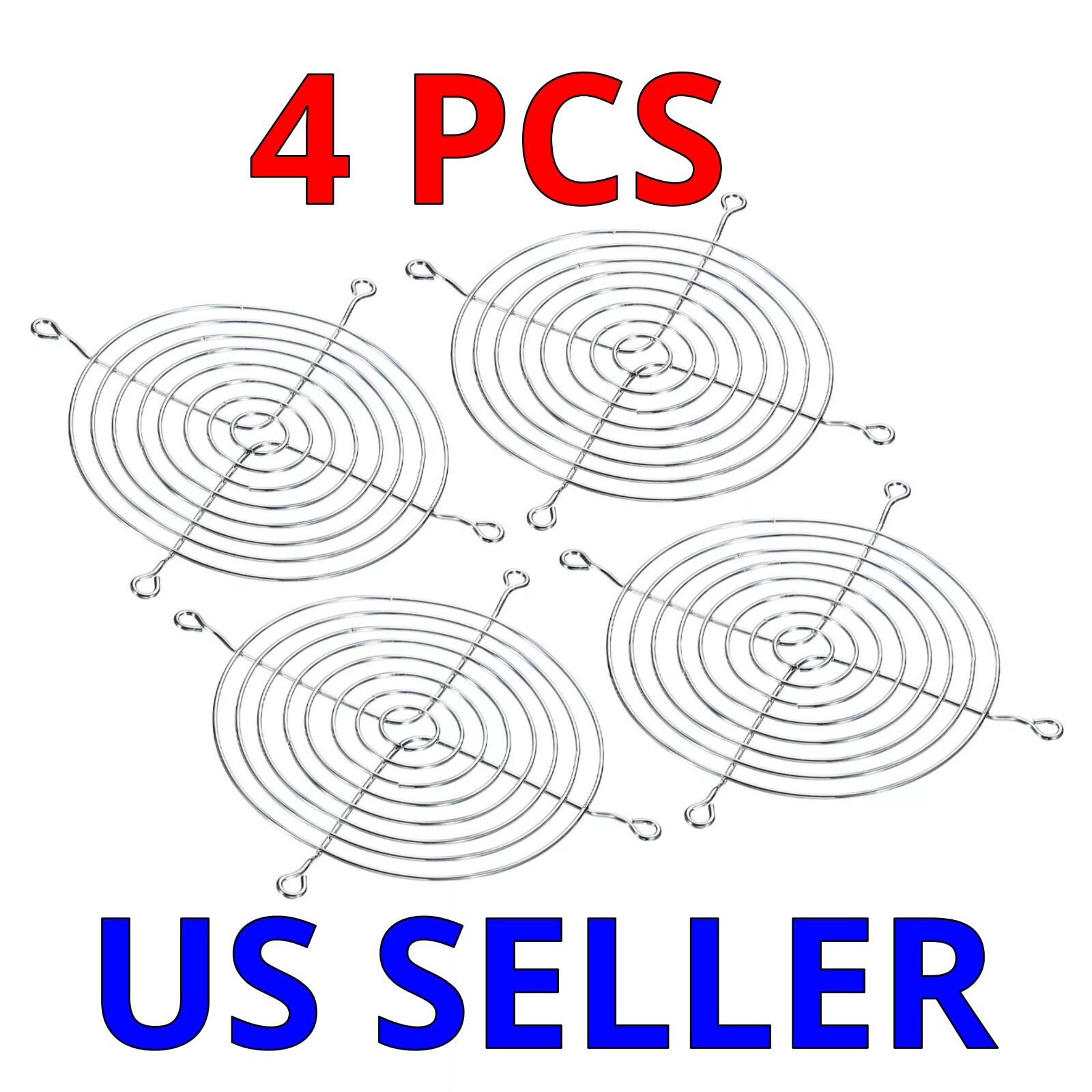 4pcs 120mm Chrome Metal Computer PC Fan Grill Mounting Finger Guard Protection