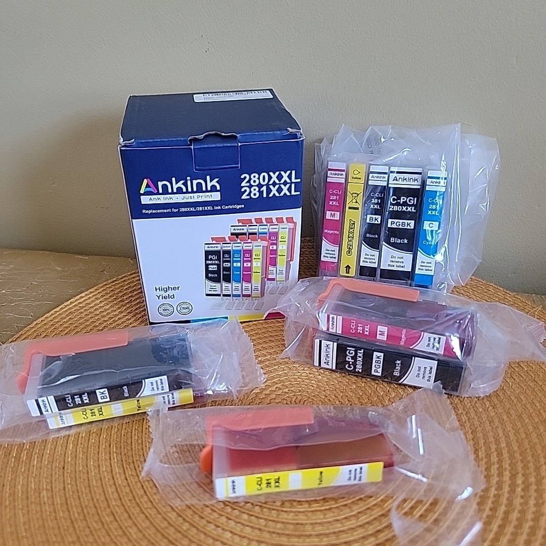 Lot of 10 Ankink 280 XXL & 281 XXL Ink Cartridge Replacements *New & Used*