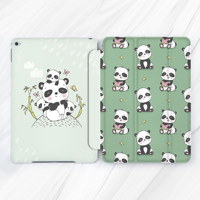 Cute Kawaii Panda Bear Green Case For iPad 10.2 Mini 7 Air 13 11 Pro 13 10.9 9.7
