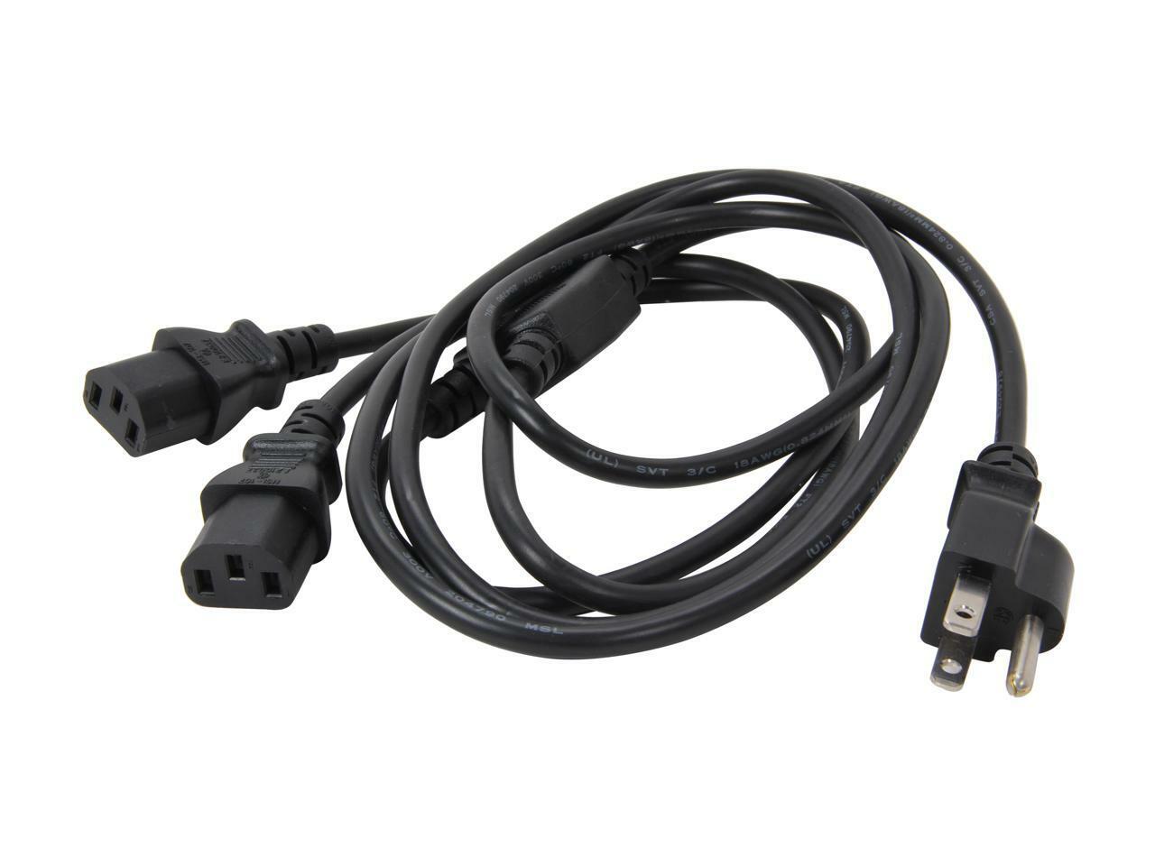 6FT UNIVERSAL Y-SPLITTER COMPUTER Dual Power Server CORD  UL CE USA