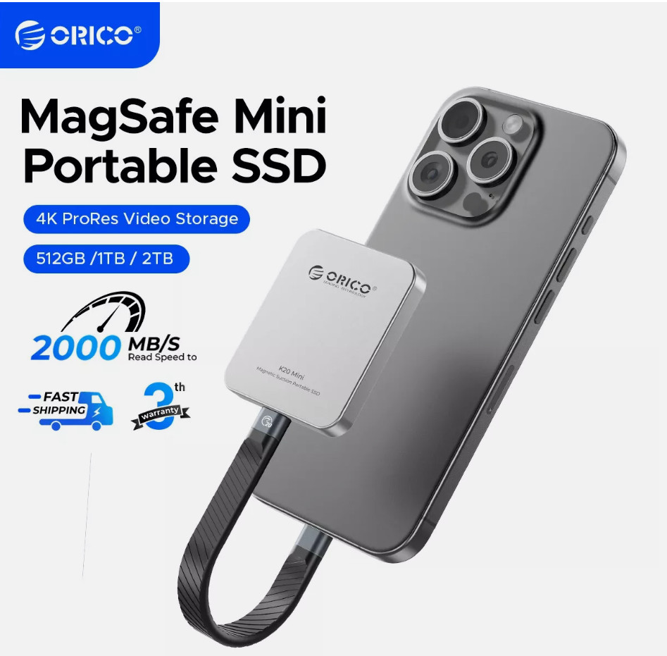 1TB SSD External Portable ORICO K20 Mini 20Gbps USB-C Magnetic iPhone 15 16 17Pro