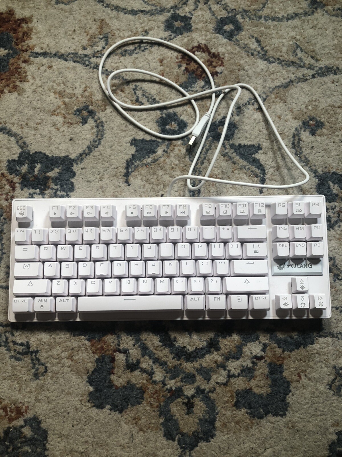Ziyou Lang K2 87 Key Keyboard Wired Glowing 1.5M White
