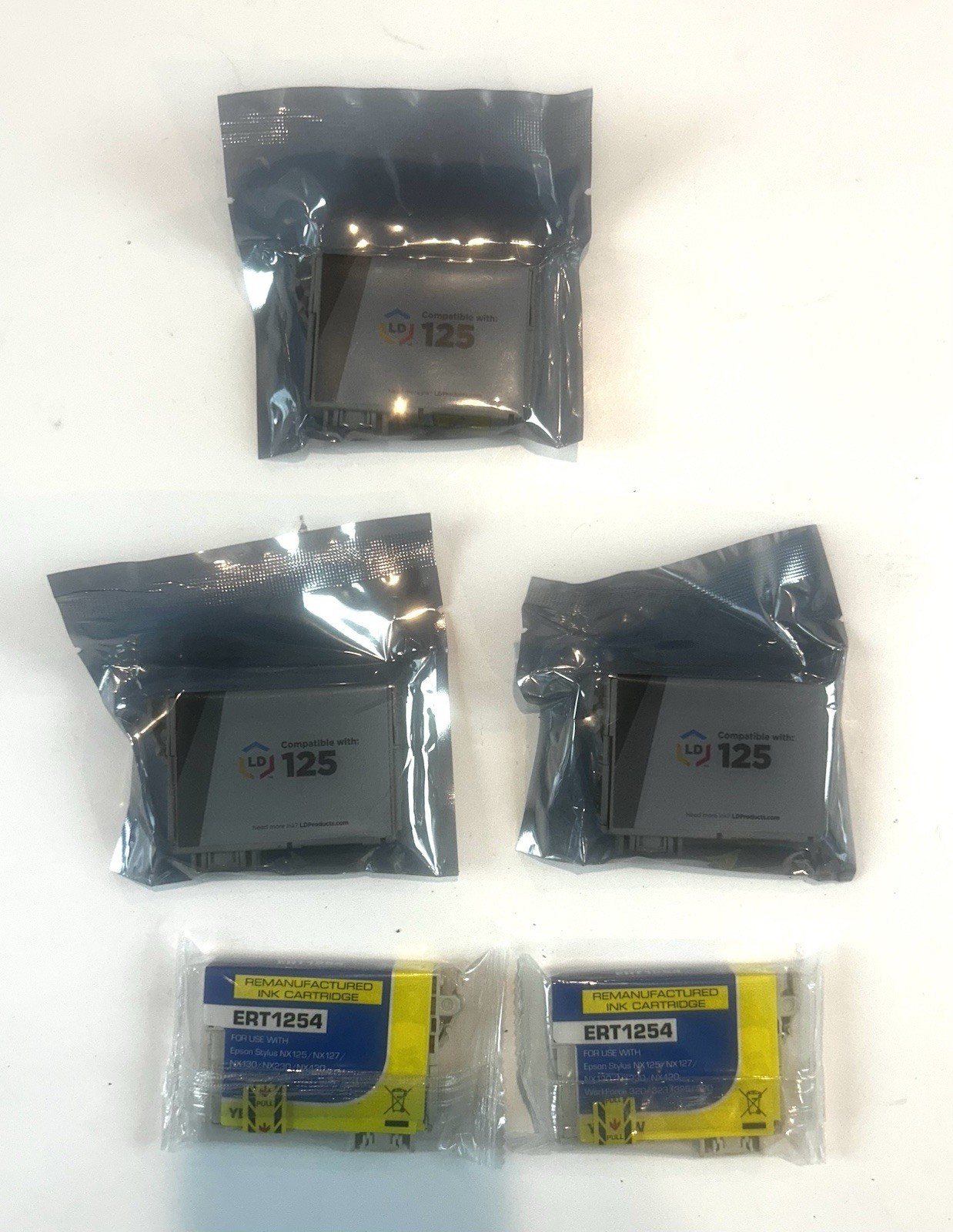 5 Pack Replacement for Epson T125 - 3 Black & 2 Yellow Ink Cartridges New