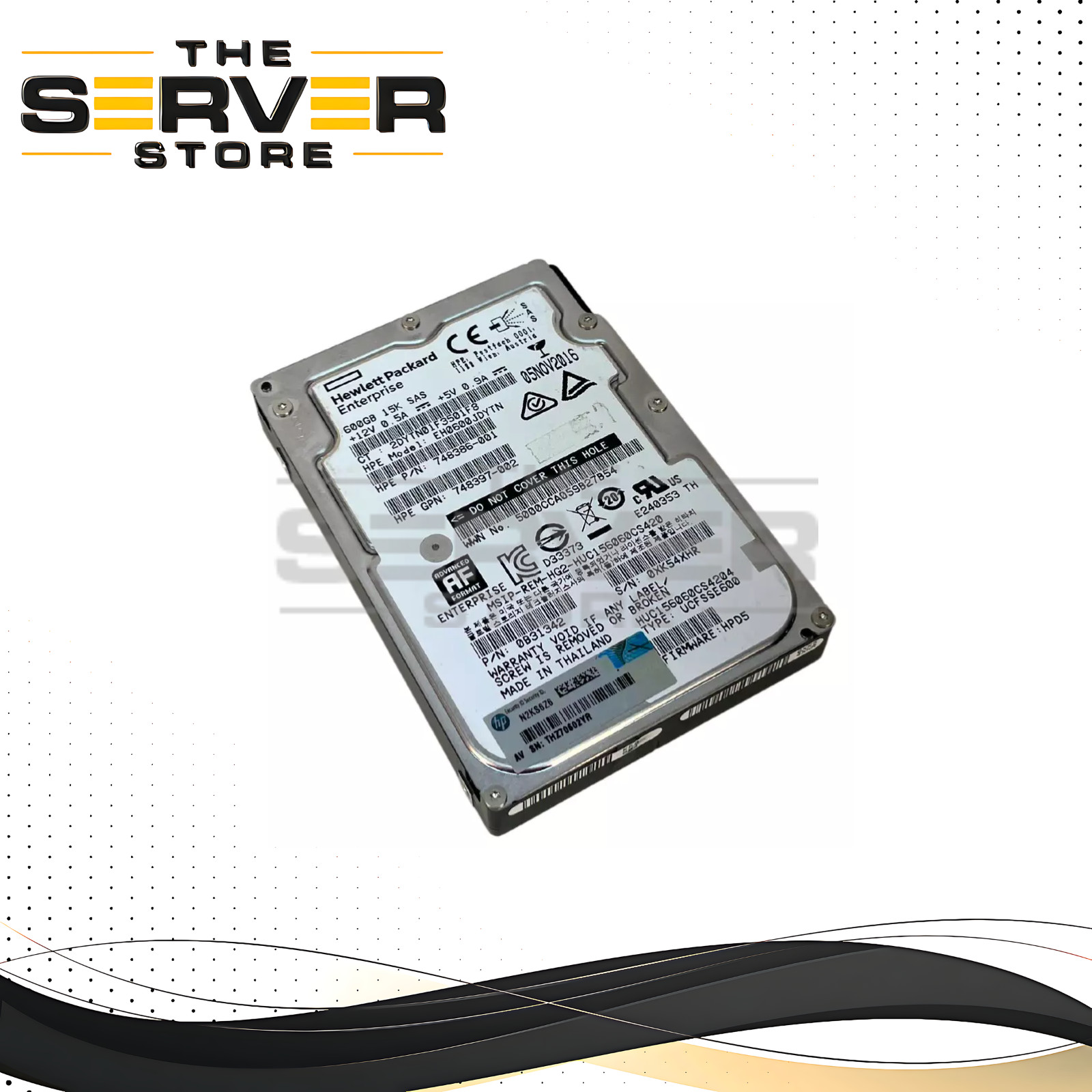 HPE 600GB SAS 12G 15K RPM SFF 2.5'' HDD HGST C15K600 HUC156060CS4204 748386-001
