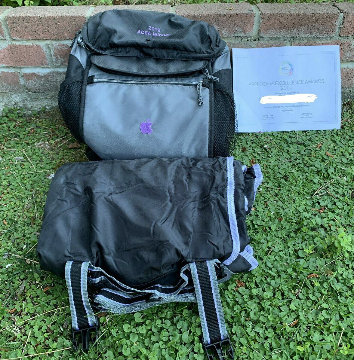  Apple Backpack Purple n Black with Blanket Certificate Employee Extremely Rare 