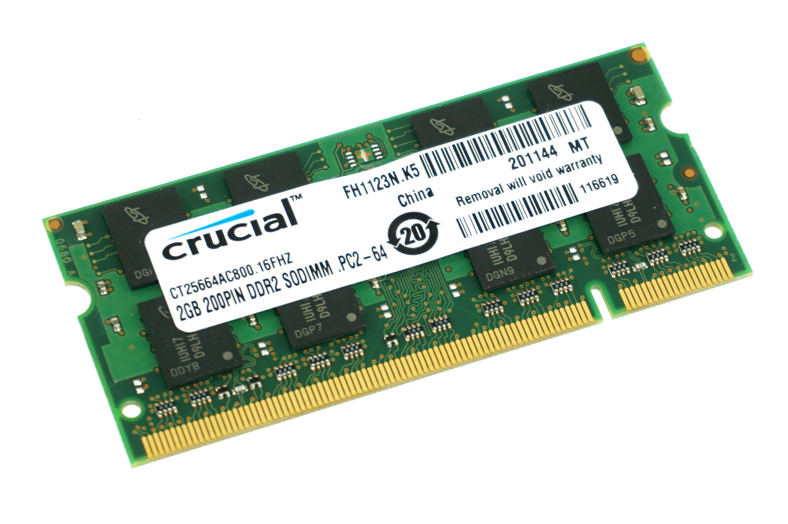CT25664AC800.16FHZ MT16HTF25664HZ-8900H1 CRUCIAL MICRON 2GB PC2-64000S (CA611)