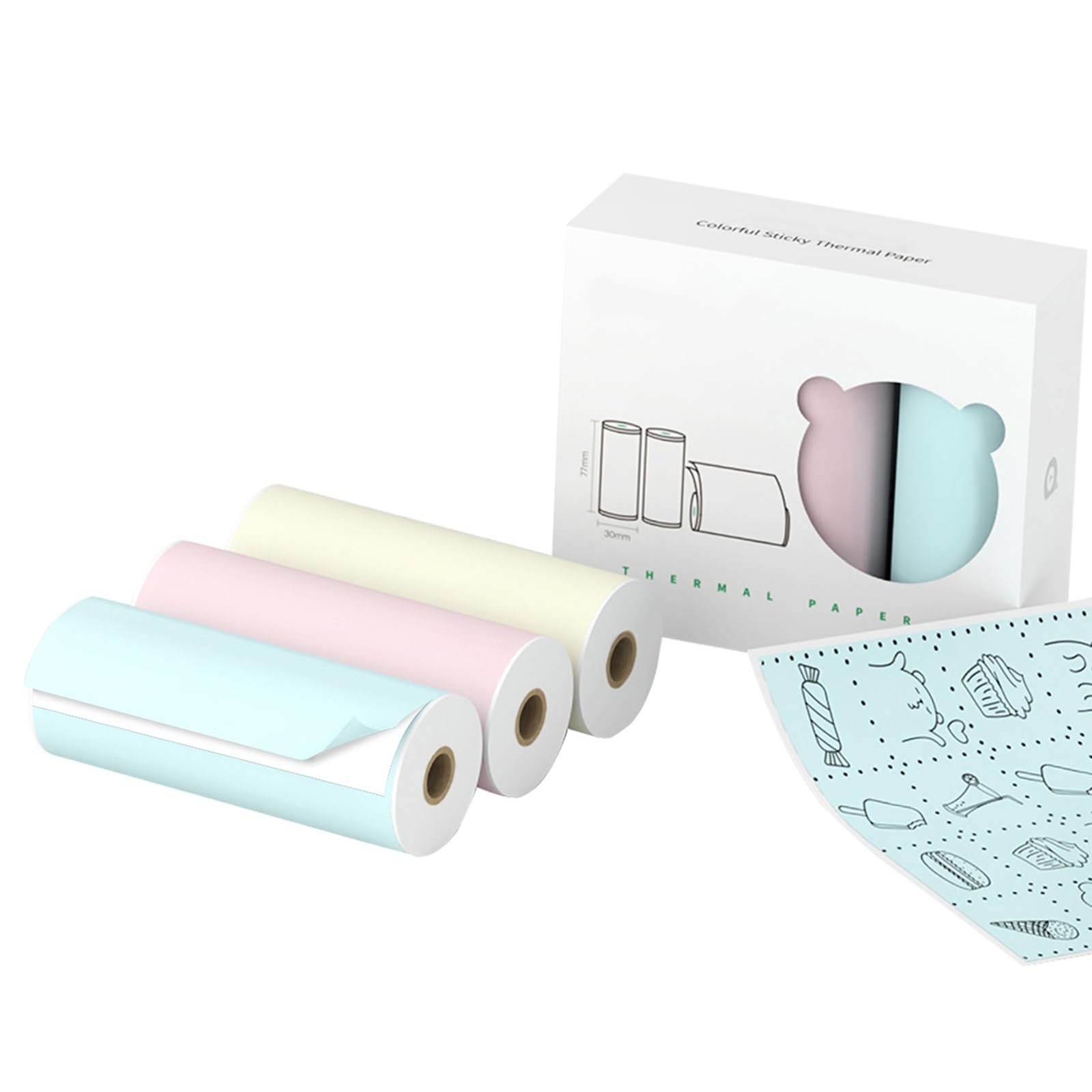 PeriPage 77 x 30mm Self Adhesive Thermal Paper Sticker, BPA Free