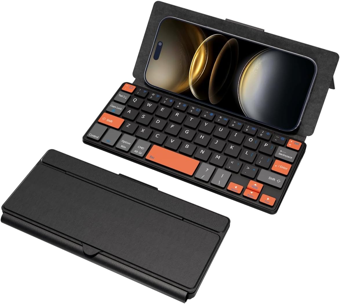 Doohoeek Universal Bluetooth Mini Keyboard, Wireless Compact Keyboard with Orang