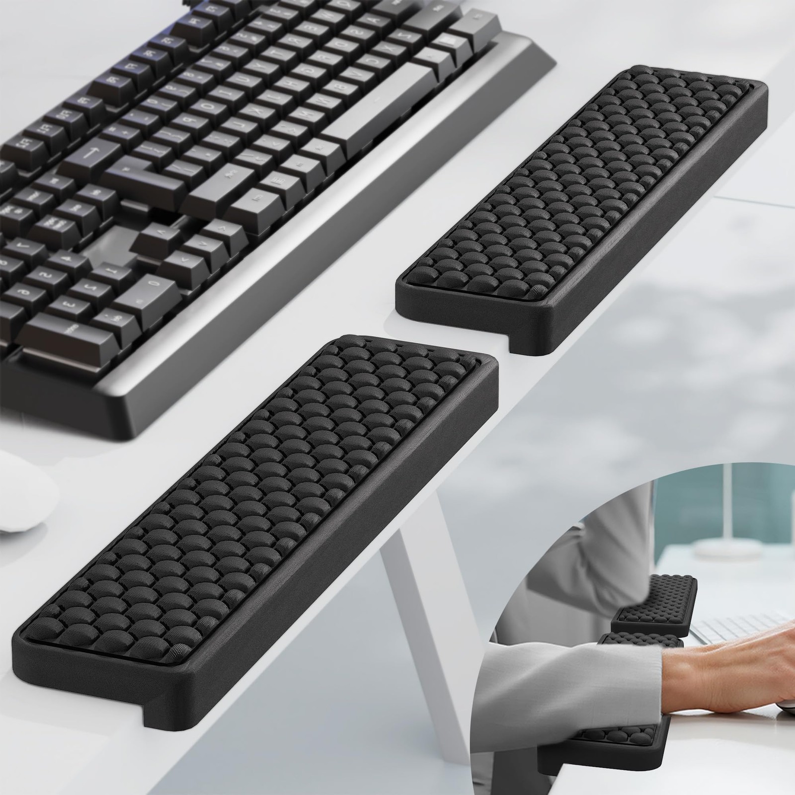 2 PCS LShaped Desk Elbow Pad Memory Foam Edge Cushion Honeycomb Texture