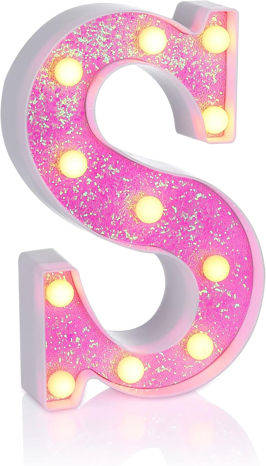 Pink Light up Letters，Pink Party Decorations,Girls Room Decor,Glitter Light up L
