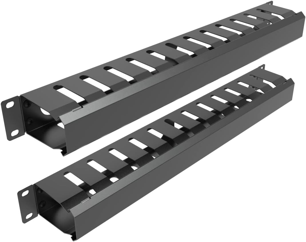 2 Pack of All Metal 1U Cable Manager with 12 Big Finger Slots | Cable
