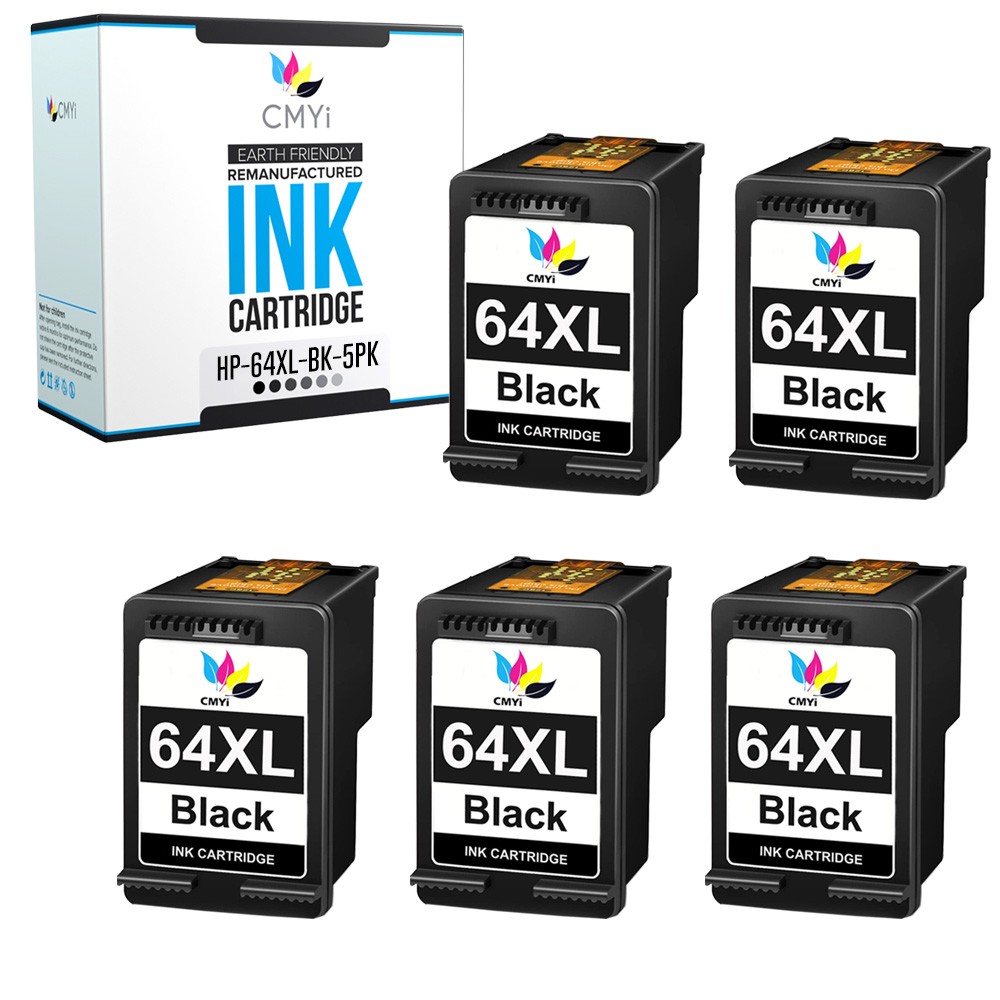 5PK CMYi Replacement 64 Black Ink XL Cartridge for HP ENVY Inspire 7255e 7955e