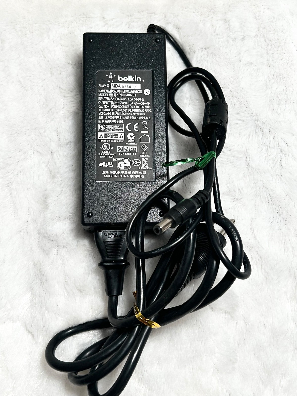 GENUINE BELKIN MODEL PDN-80-01 12V Thunderbolt Express Dock 2 Power Supply