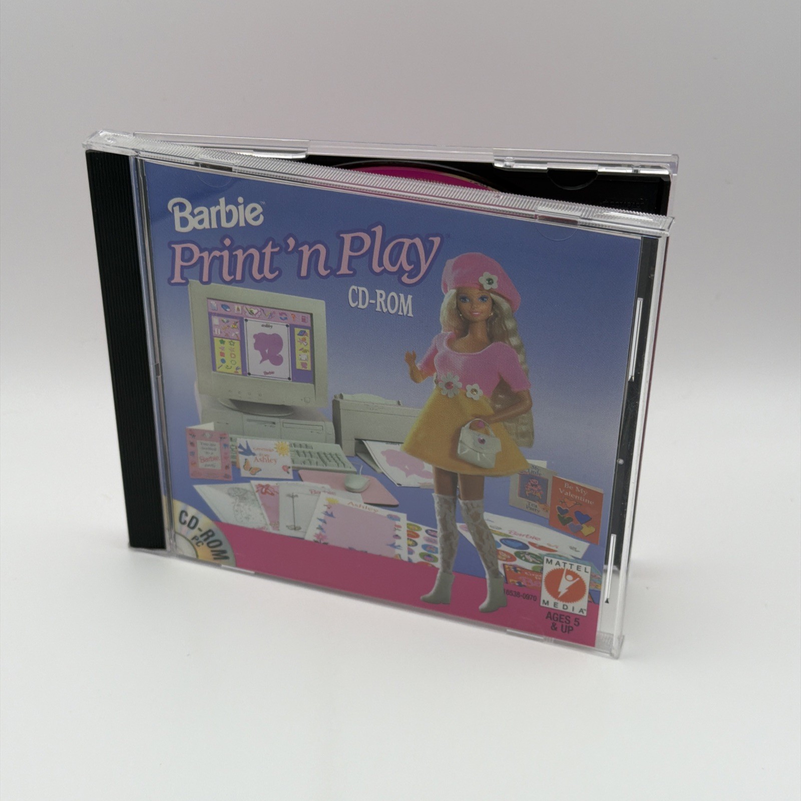Barbie Print n Play PC CD-ROM Invitations Decoration Party Hats Dolls 1994