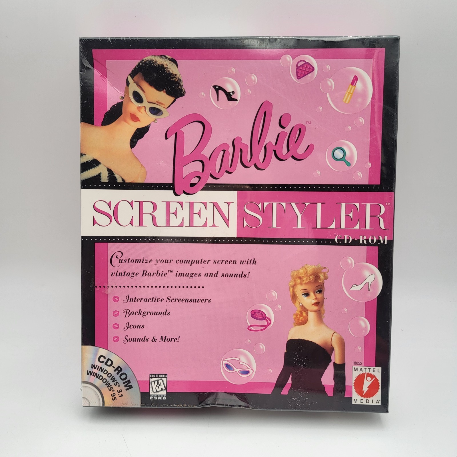 Vintage 1997 Mattel Media Barbie Screen Styler CD-ROM  #18052-New Sealed