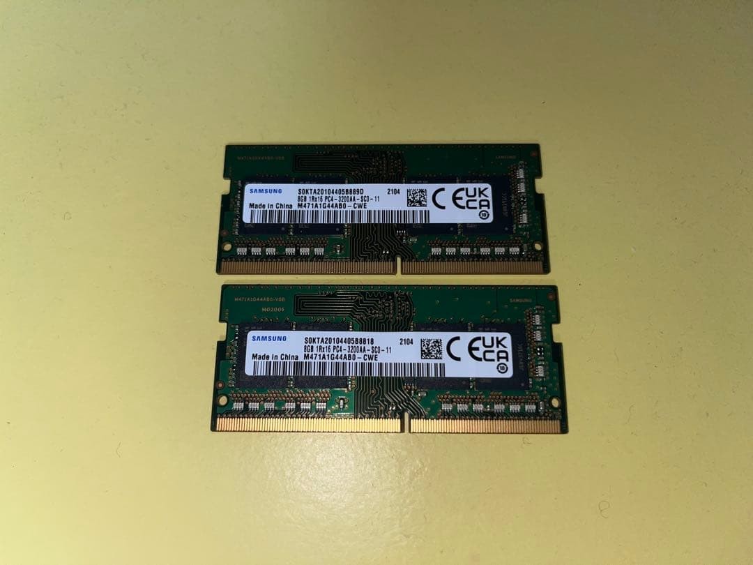 Samsung 8GB DDR4 3200MHz SODIMM Laptop Memory 2 Pack Used from Gaming PC