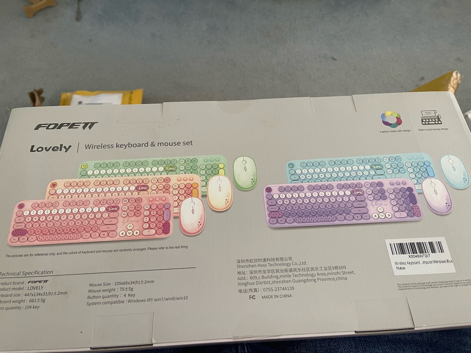 FOPETT Keyboard and Mouse Set, Wireless, Reliable 2.4 GHz Connectivity Blue