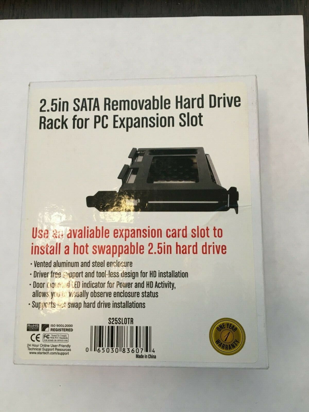 StarTech 2.5in SATA Removable Hard Drive Rack for PC Expansion Slot S25SLOTR NEW