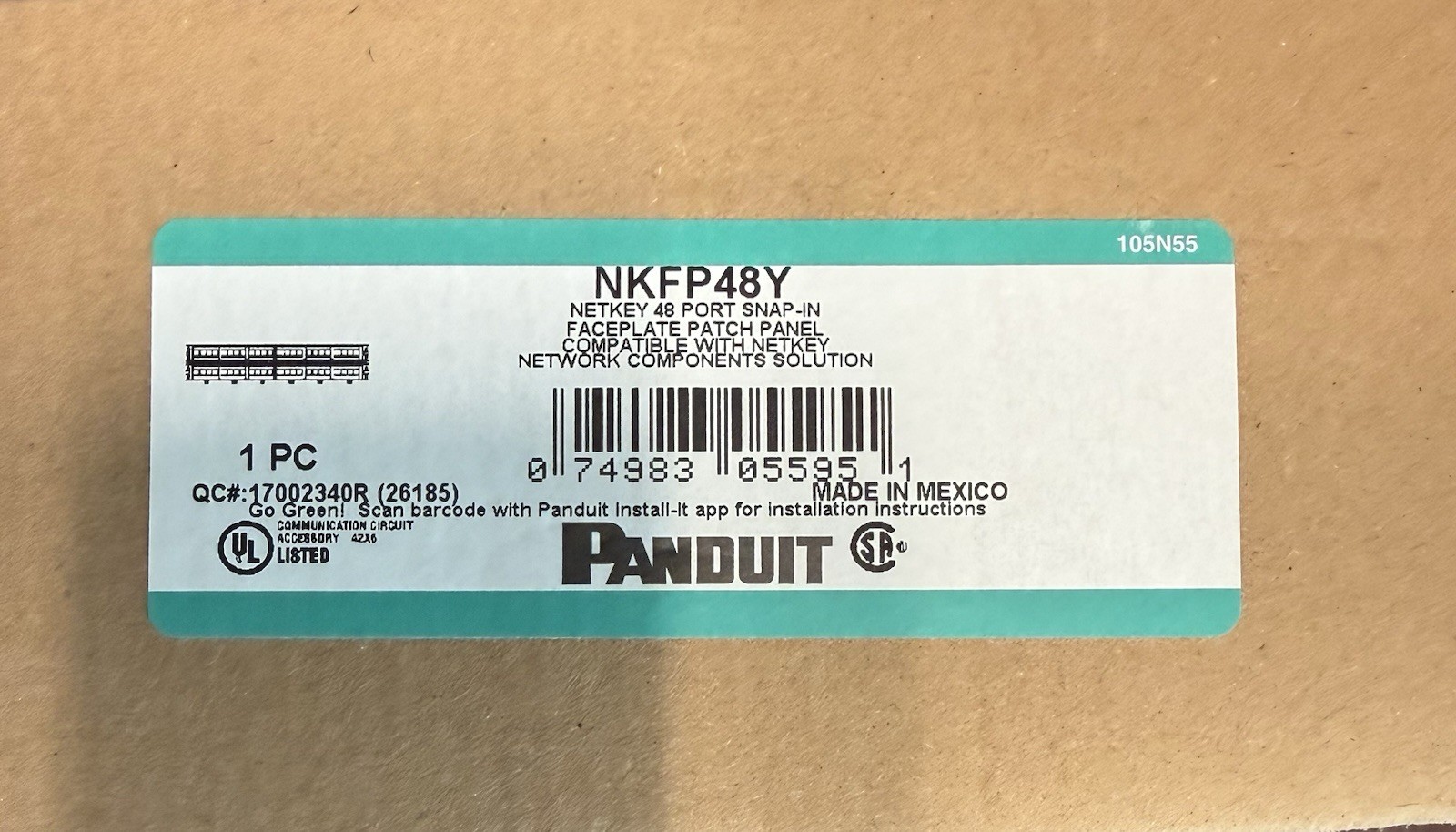 NEW NKFP48Y Netkey 48 Port Snap-in Faceplate Patch Panel Panduit 105N55