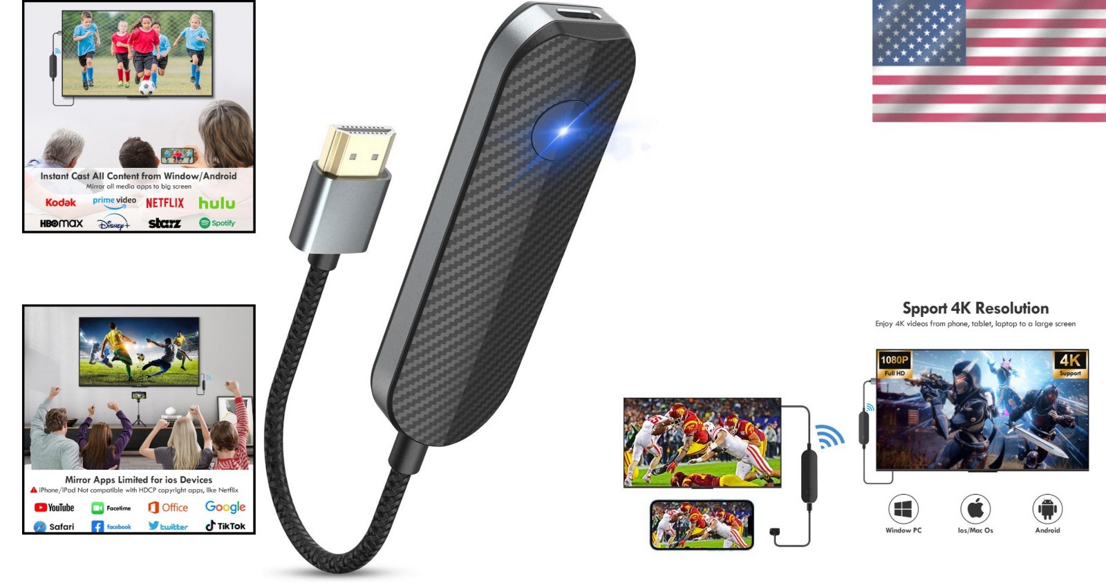 1080P Wireless HDMI Adapter for iPhone and Android - Effortless Streaming