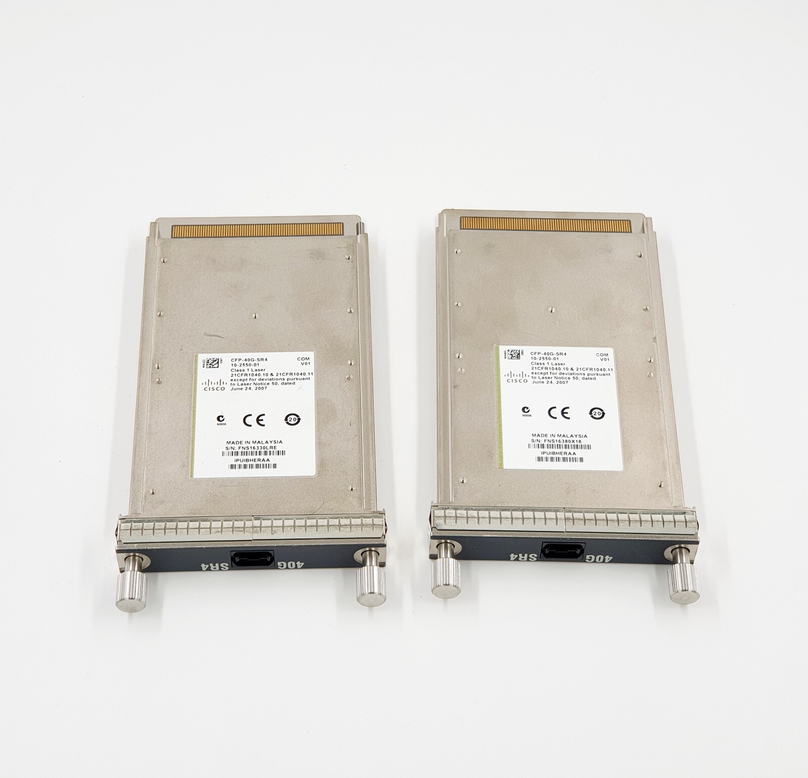Lot of 2 Genuine Cisco CFP-40G-SR4 40GBASE Transceiver Module 10-2550-01