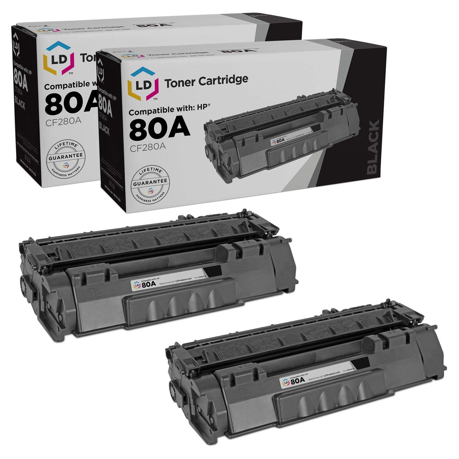 LD Products 2PK Replacement HP 80A Toner Cartridge CF280A 80X CF280X SY Black