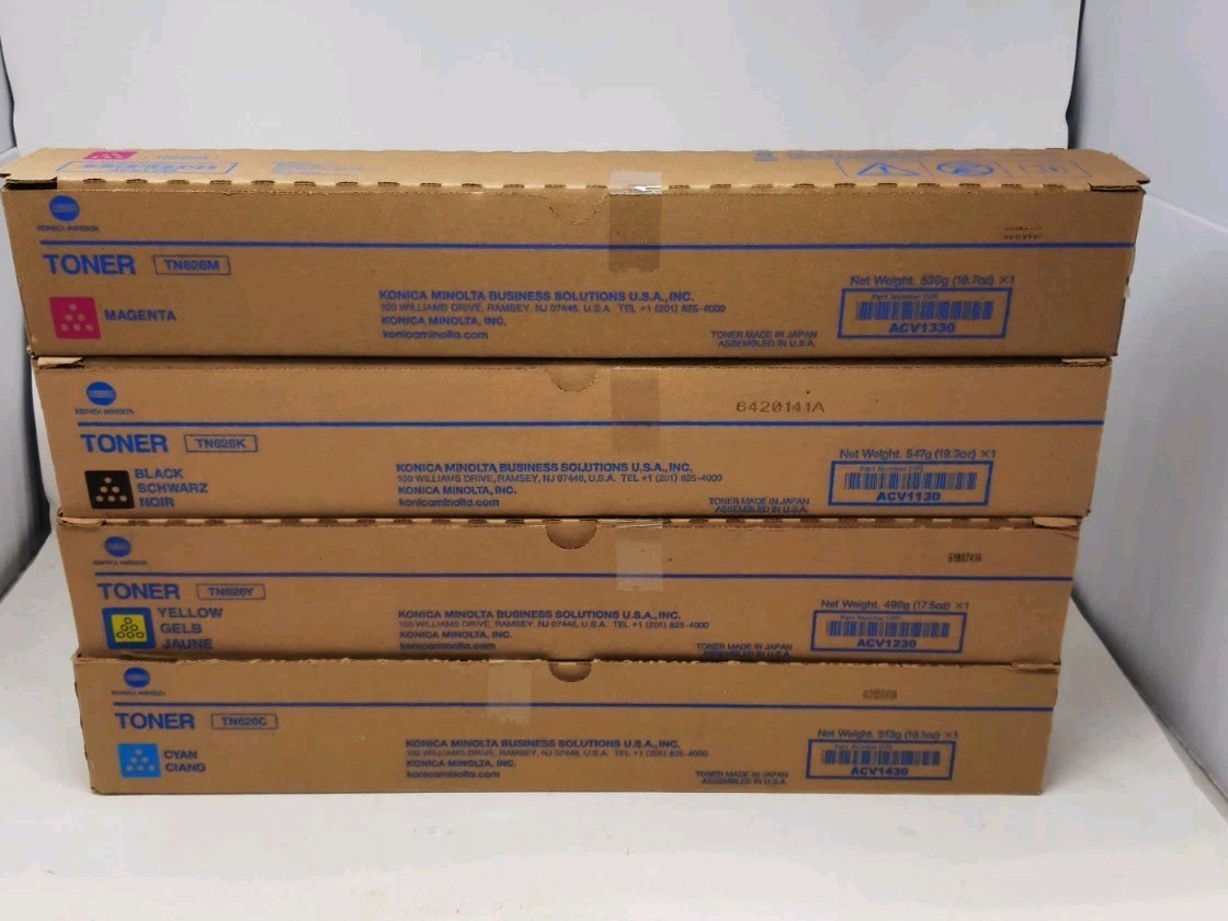 Genuine OEM Konica Minolta TN626 Toner Set CMYK C450/451i, C550/551i, C650/651i