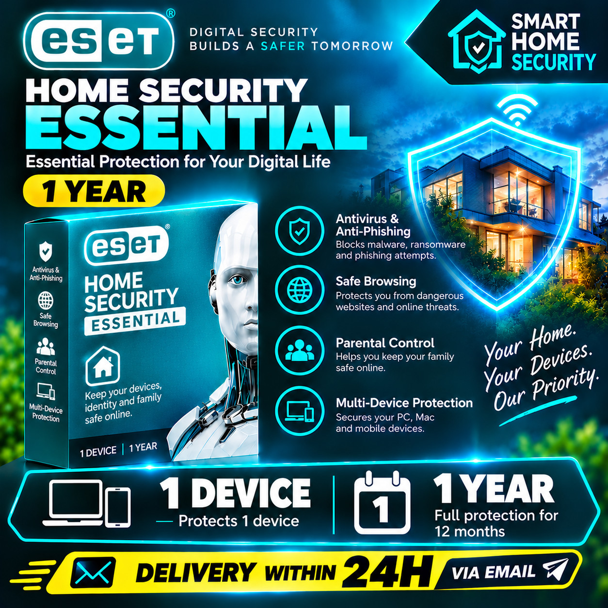 ESET HOME Security Essential 2026 1 3 5  Devices 1 2 3 Years License