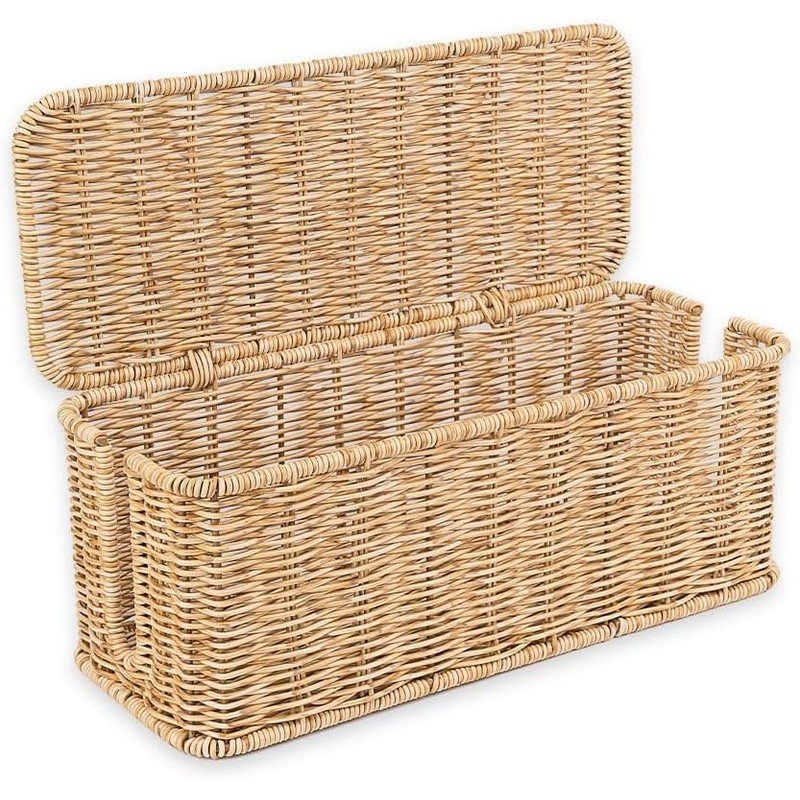 Handwoven Rattan Cable Organizer Box Multi Functional Storage For Cords New