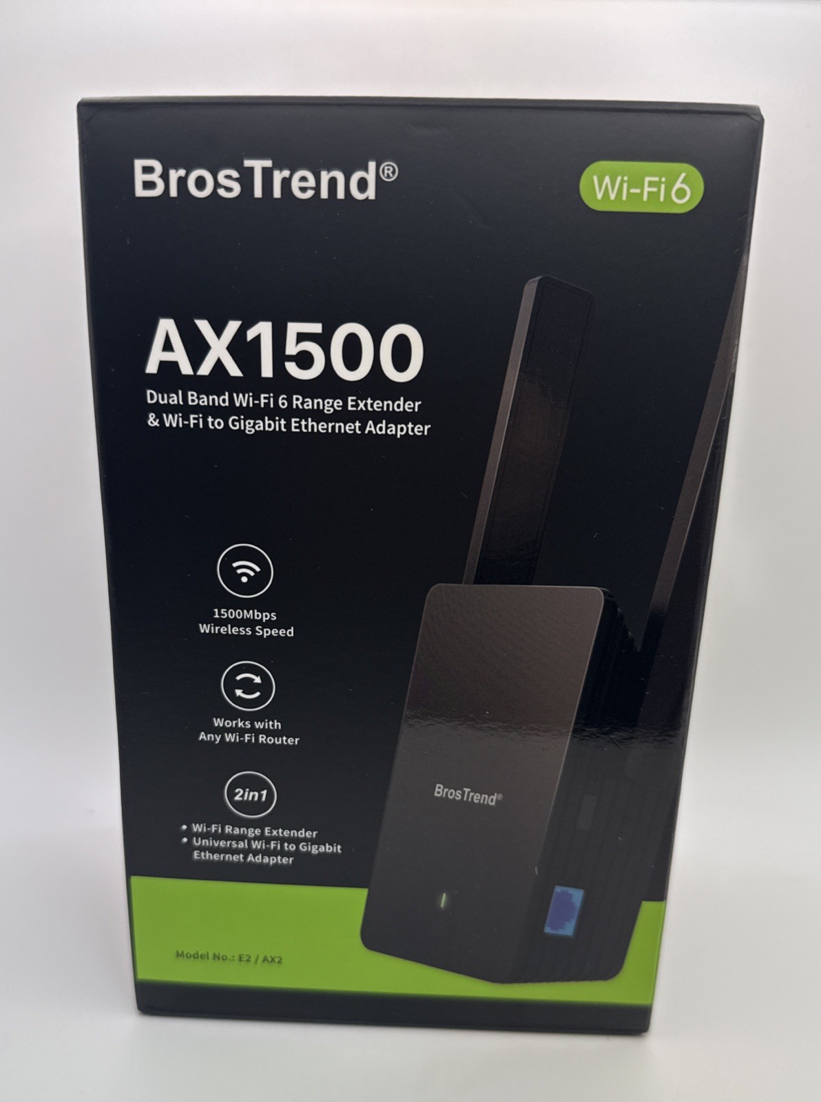 BrosTrend WiFi 6 AX1500 Universal Home WiFi Booster  And/To GIGABIT ETHERNET