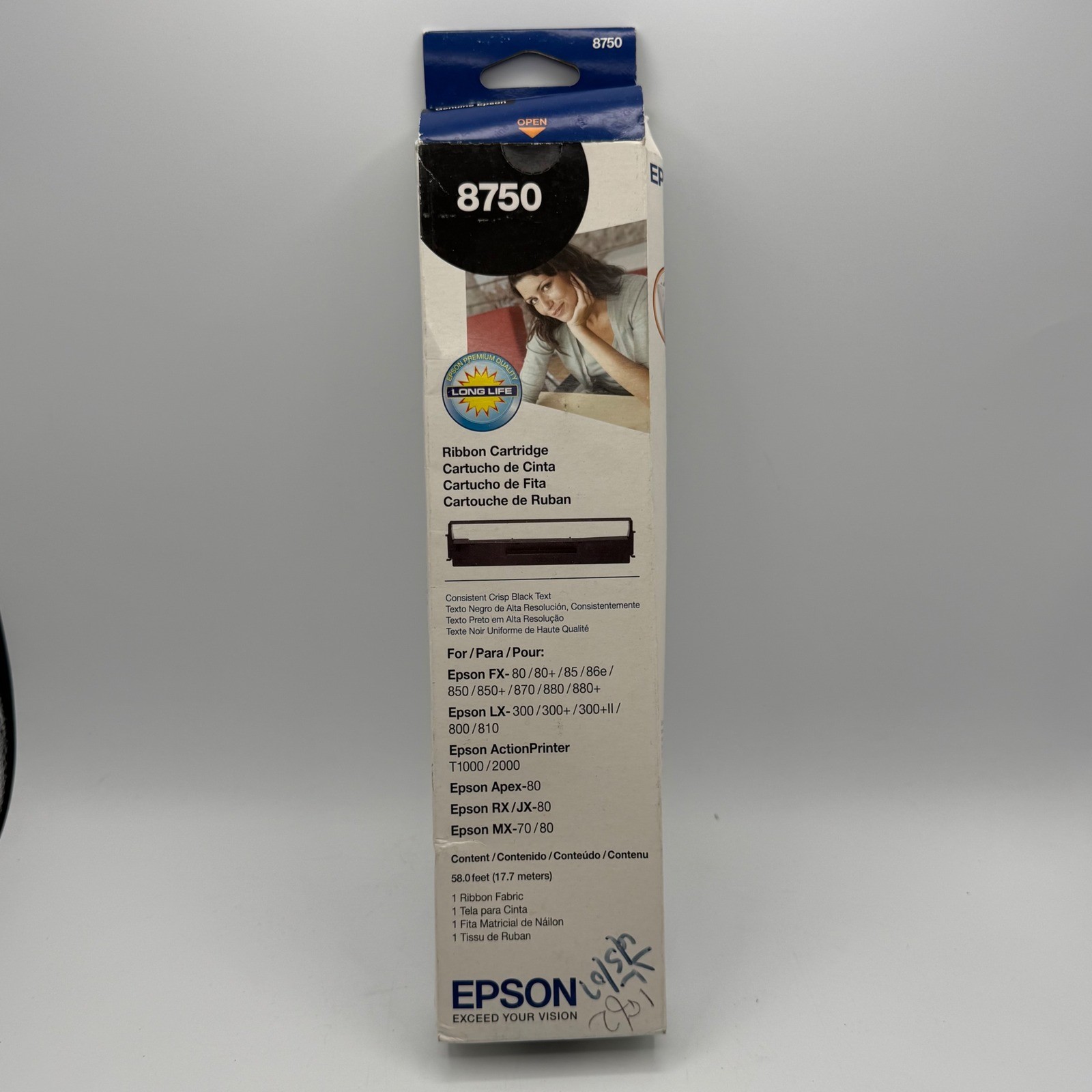 Epson 8750 Ribbon Cartridge Black New open box FX-80 LX-300 MX-80 58ft