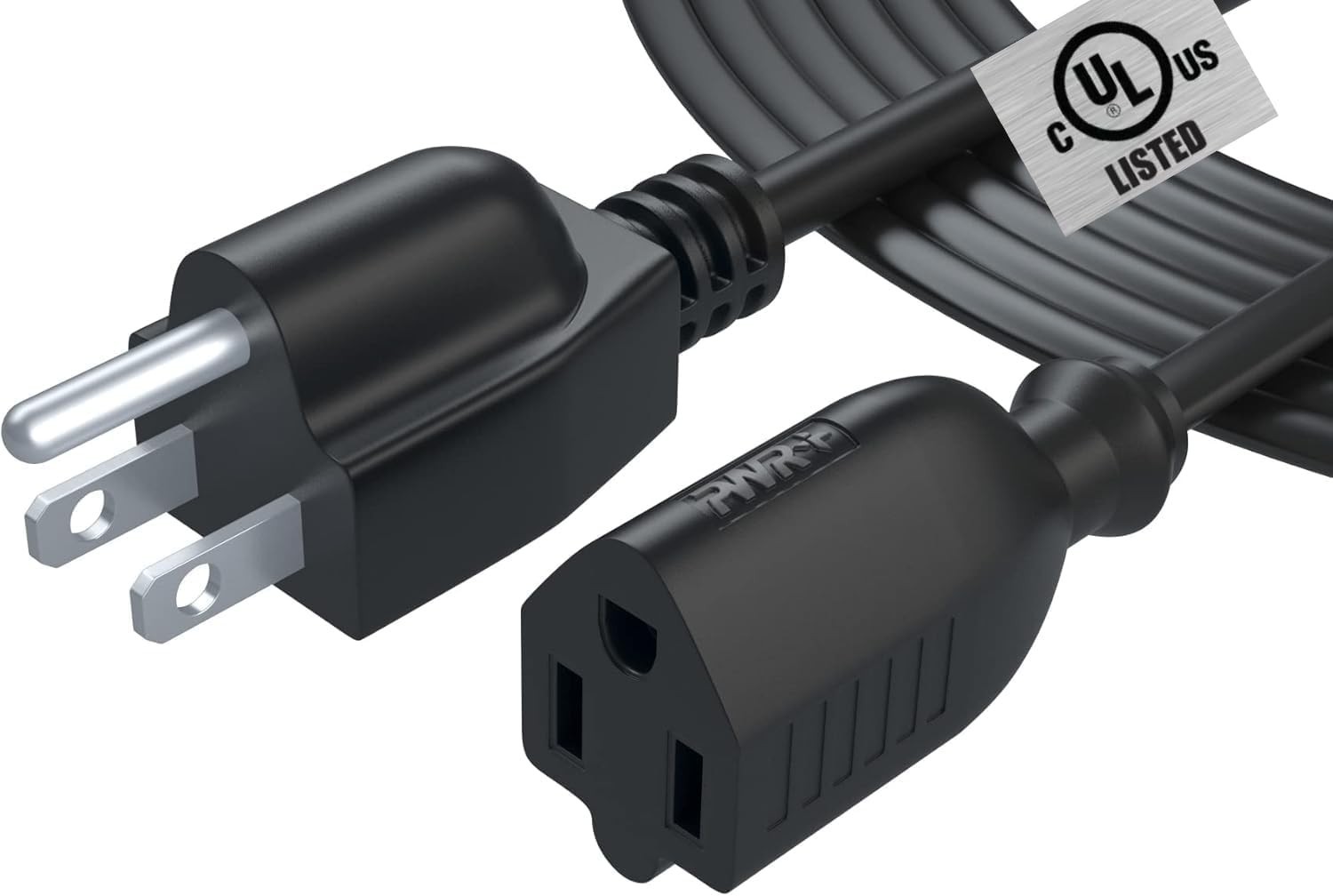 12Ft Power Extension Cord Cable Extender - 18AWG NEMA 5-15P to 5-15R Strip