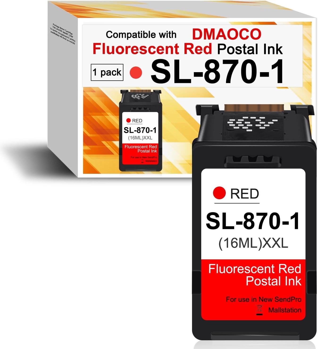 High Capacity SL-870-1 XXL Red Ink Cartridge for Pitney Bowes Mailstation CSD1
