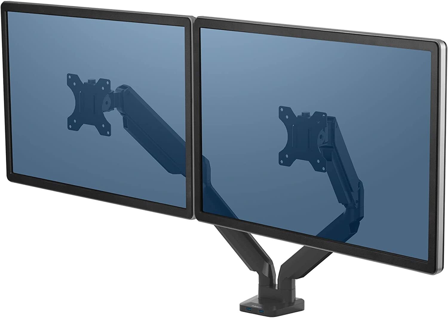 FELLOWS - PLATINUM SERIES DUAL MONITOR ARM - BLACK - NEW IN UNOPENED BOX