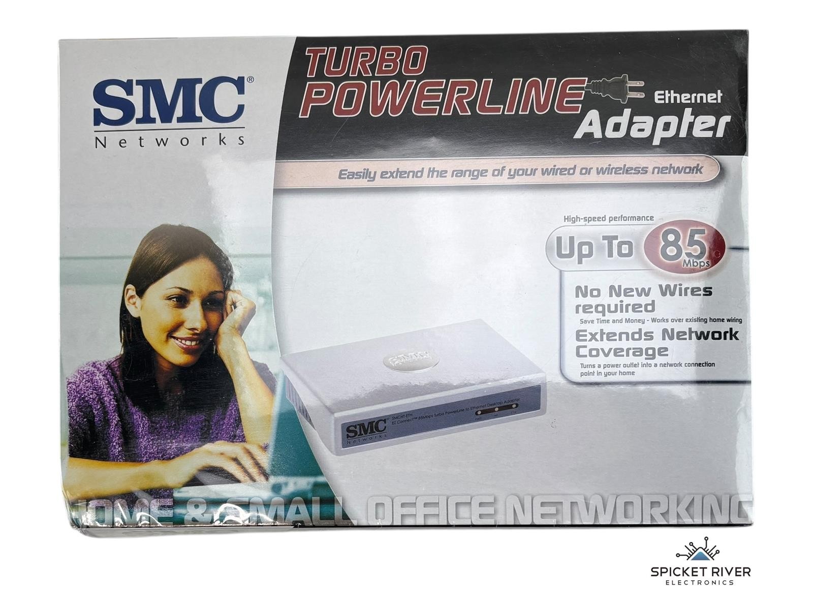 NEW - SMC Networks SMCHT-ETH Turbo Powerline EZ Connect Ethernet Adapter 85Mbps