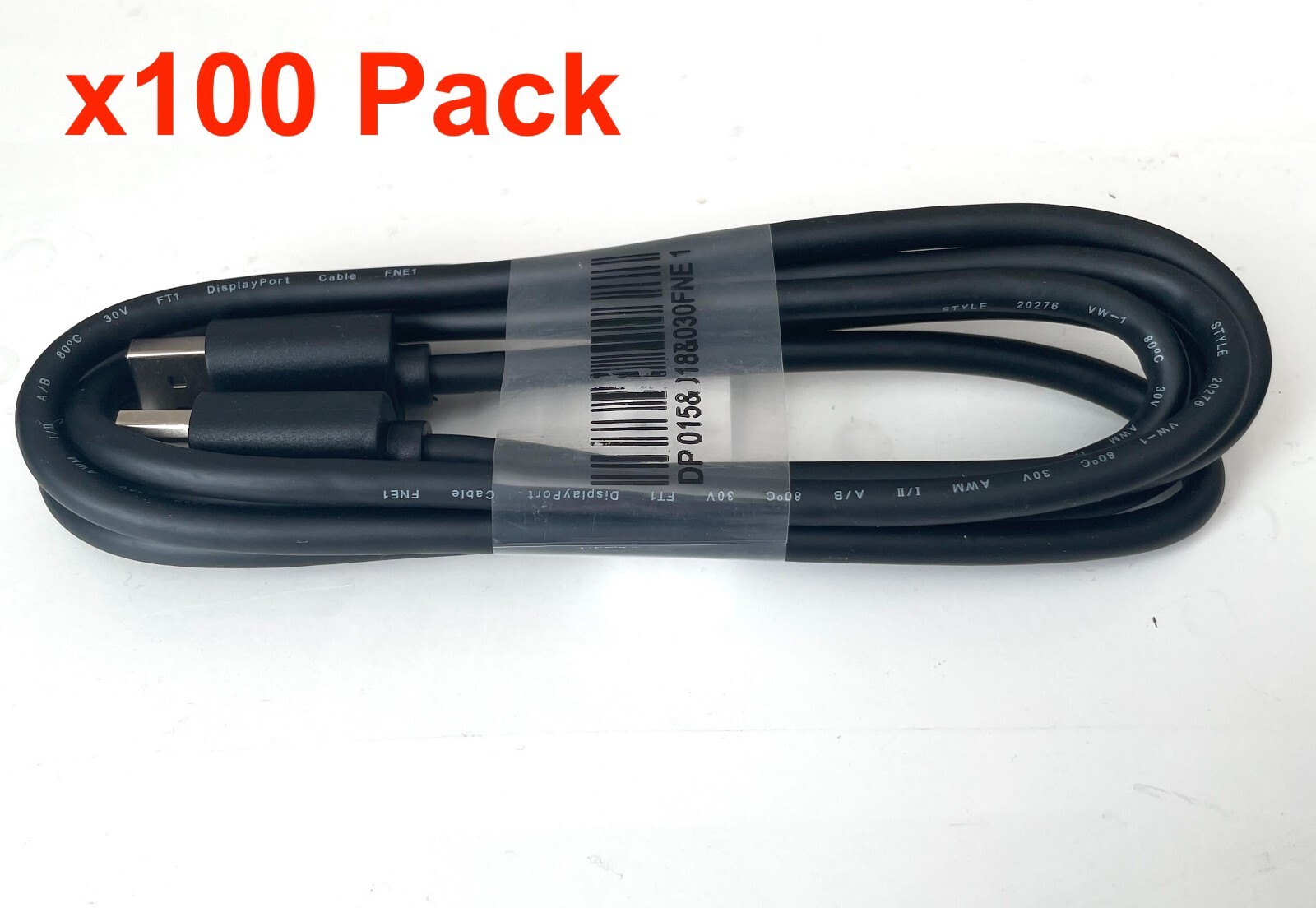 100 Pack LOT - 6 Foot DisplayPort Cable Male-Male Cord 4K HD