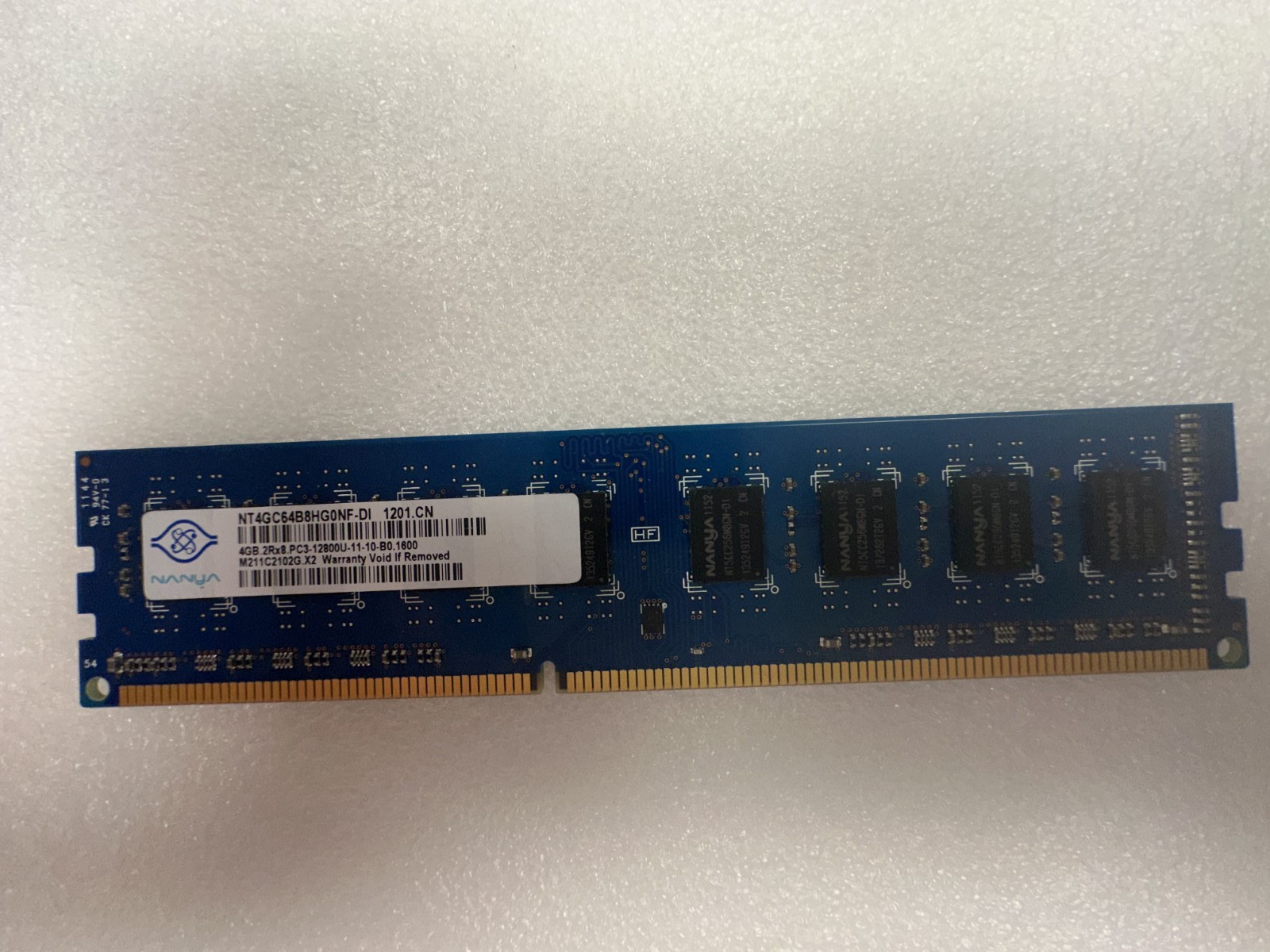 Nanya 4GB 2Rx8 PC3-12800U-11-10-B0.1600 Non-ECC Unbuffered RAM NT4GC64B8HG0NF-DI